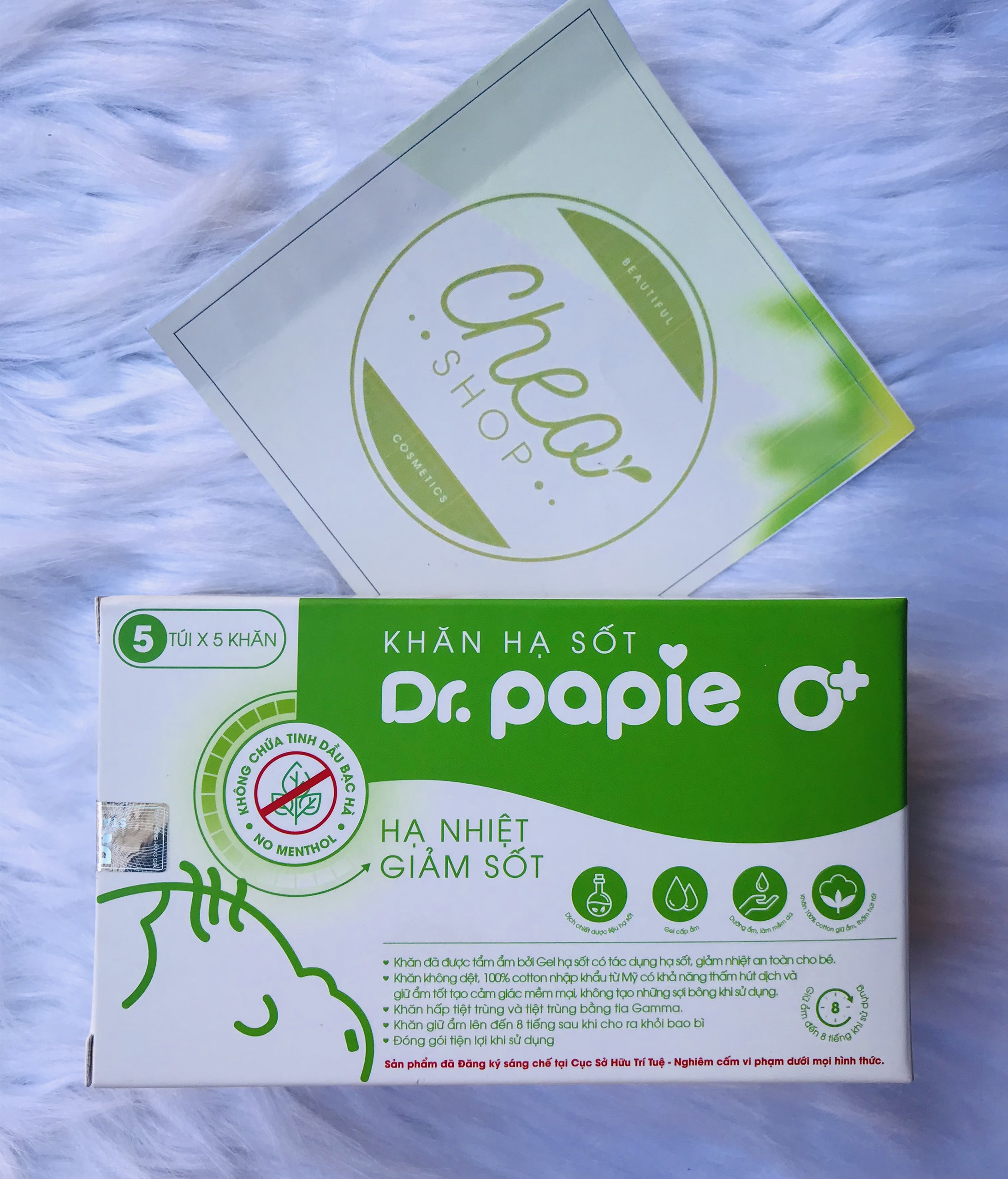Khăn lau hạ sốt dr papie cho bé
