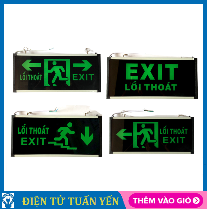 Đèn exit thoát hiểm 2 mặt sáng khẩn cấp khi có sự cố mất điện đột ngột (nhiều mẫu)