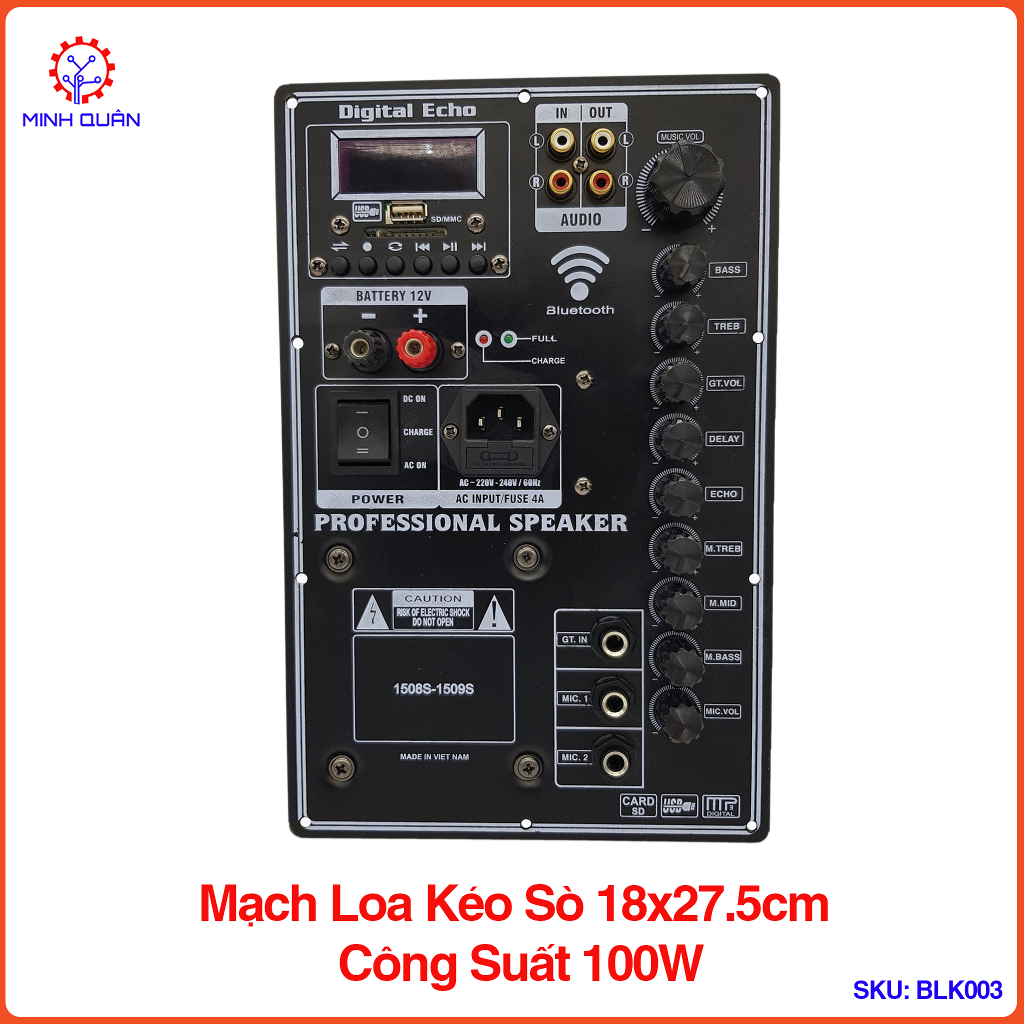 Mạch loa kéo sò 18x27.5cm công suất 100w