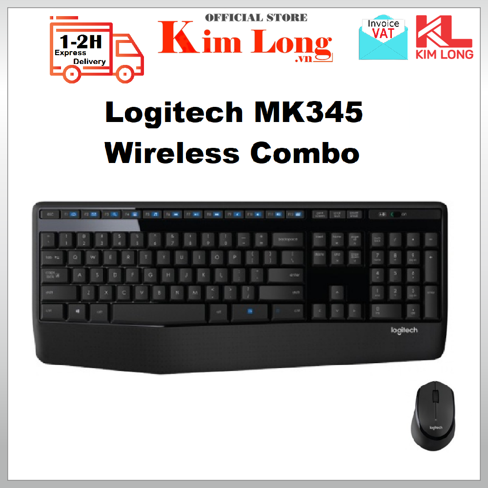 Bộ bàn phím chuột không dây Logitech MK345 chống đổ tràn nước - Bảo hành 12 tháng chính hãng