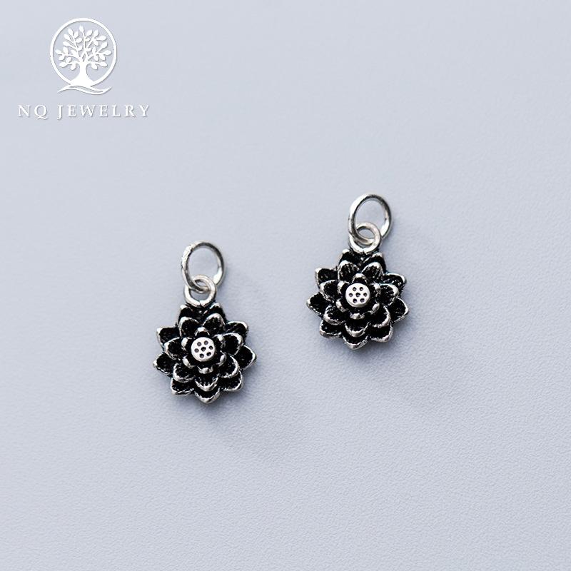 [HCM]Charm bạc hình hoa sen nở treo 10x8x3mm - NQ Jewelry