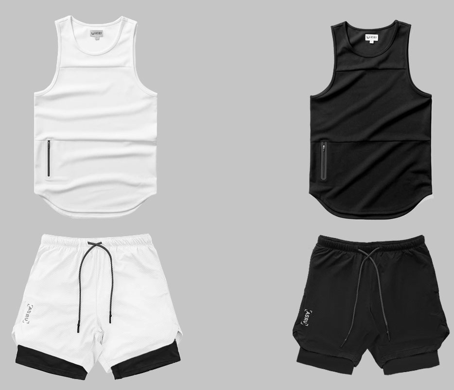 Bộ Đồ Tập Gym Nam ASRV Kết Hợp Quần Tập Gym Nam 2 Lớp Và Áo Gym 3 Lỗ Tanktop