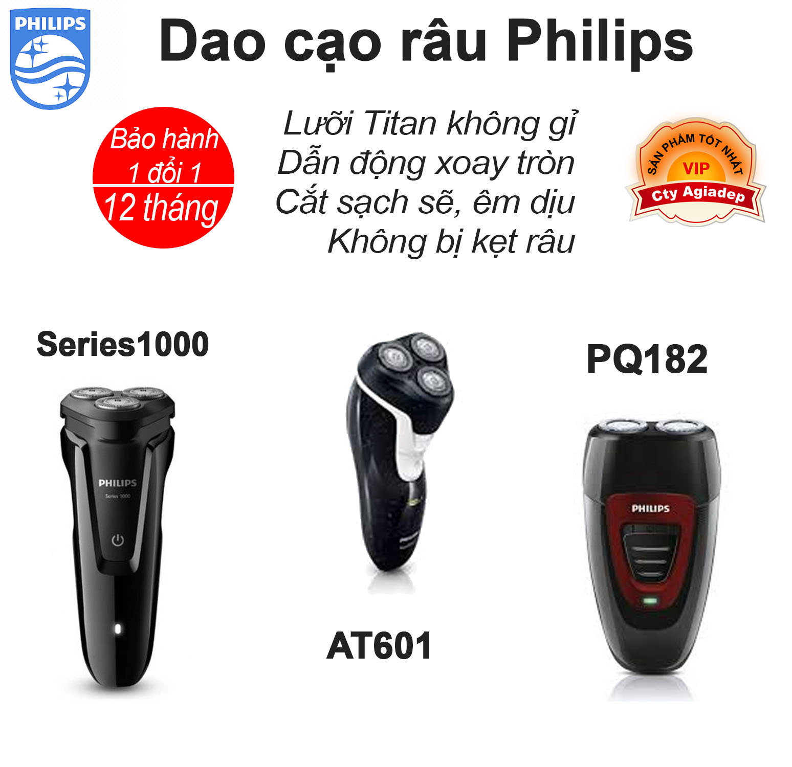 Tổng hợp Dao cạo râu Philips cao cấp Pq182 Siries1000 AT610 lưỡi xoay