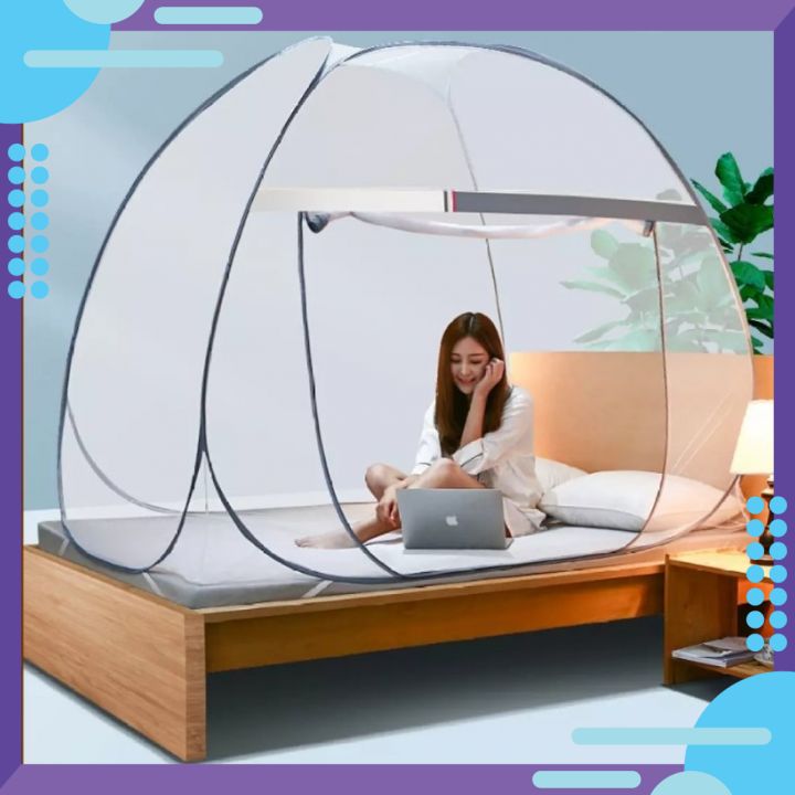 Mùng chụp tự bung loại tốt , Màn chống muỗi hai mảnh 1m8 mẫu mới ,  màn chống muỗi có thể gấp lại, màn lều chống thấm Polyester