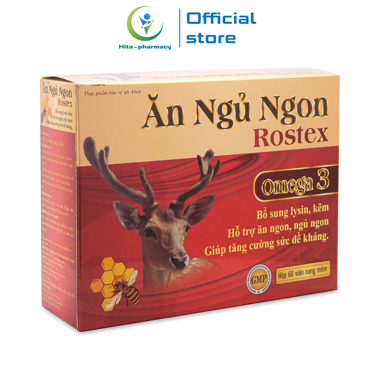 Viên Ăn Ngủ Ngon Rostex Omega 3 giúp ăn ngon, ngủ ngon, tăng cường sức đề kháng - Hộp 60 viên