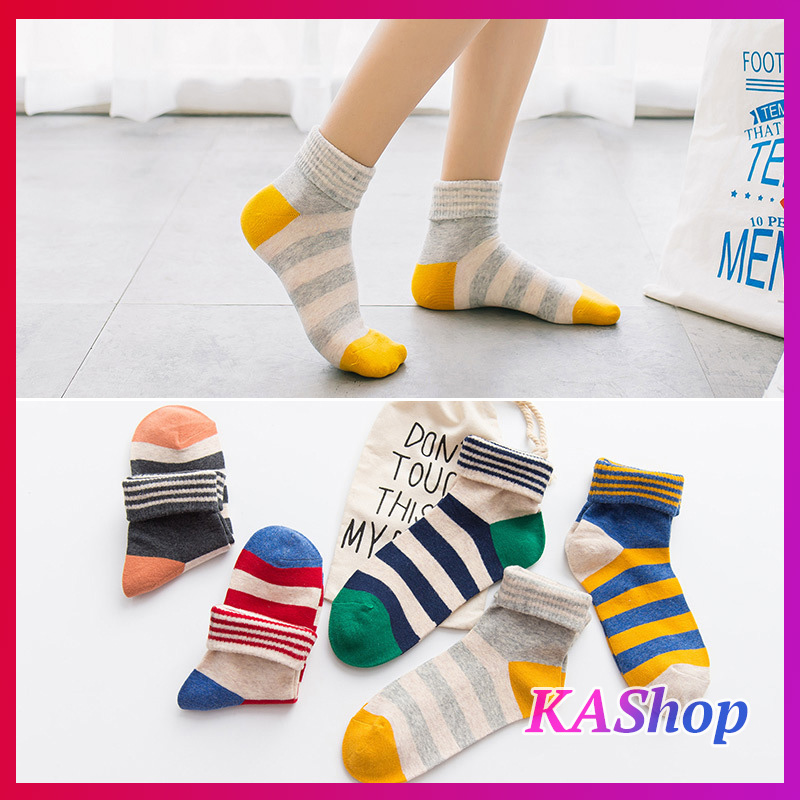 [HCM]Vớ nữ cổ cao CUTE Phối sọc siêu CÁ TÍNH - Tất nữ cổ cao Ulzzang Hàn Quốc - KAShop