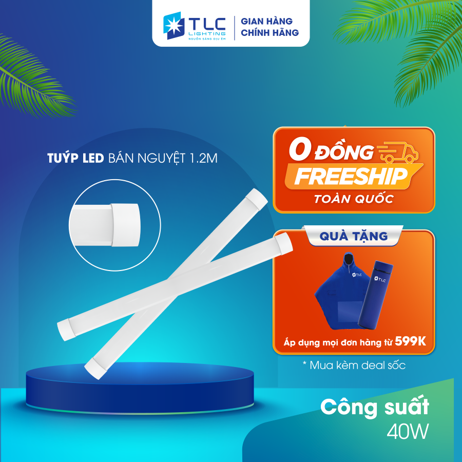  Đèn Tuýp Bán Nguyệt P40 TLC LIGHTING 1.2m - 40W; Tiết Kiệm Điện Nhựa Chịu Nhiệt Bảo Hành 1 Đổi 1 Trong 2 Năm 