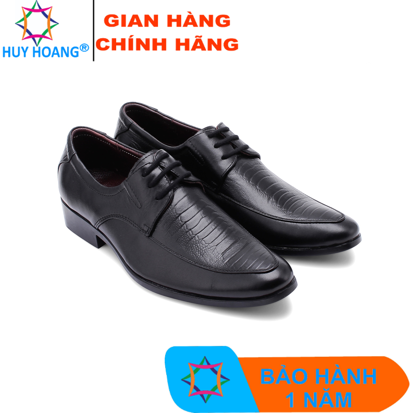 Giày tây nam vân đà điểu cột dây màu đen TH7164