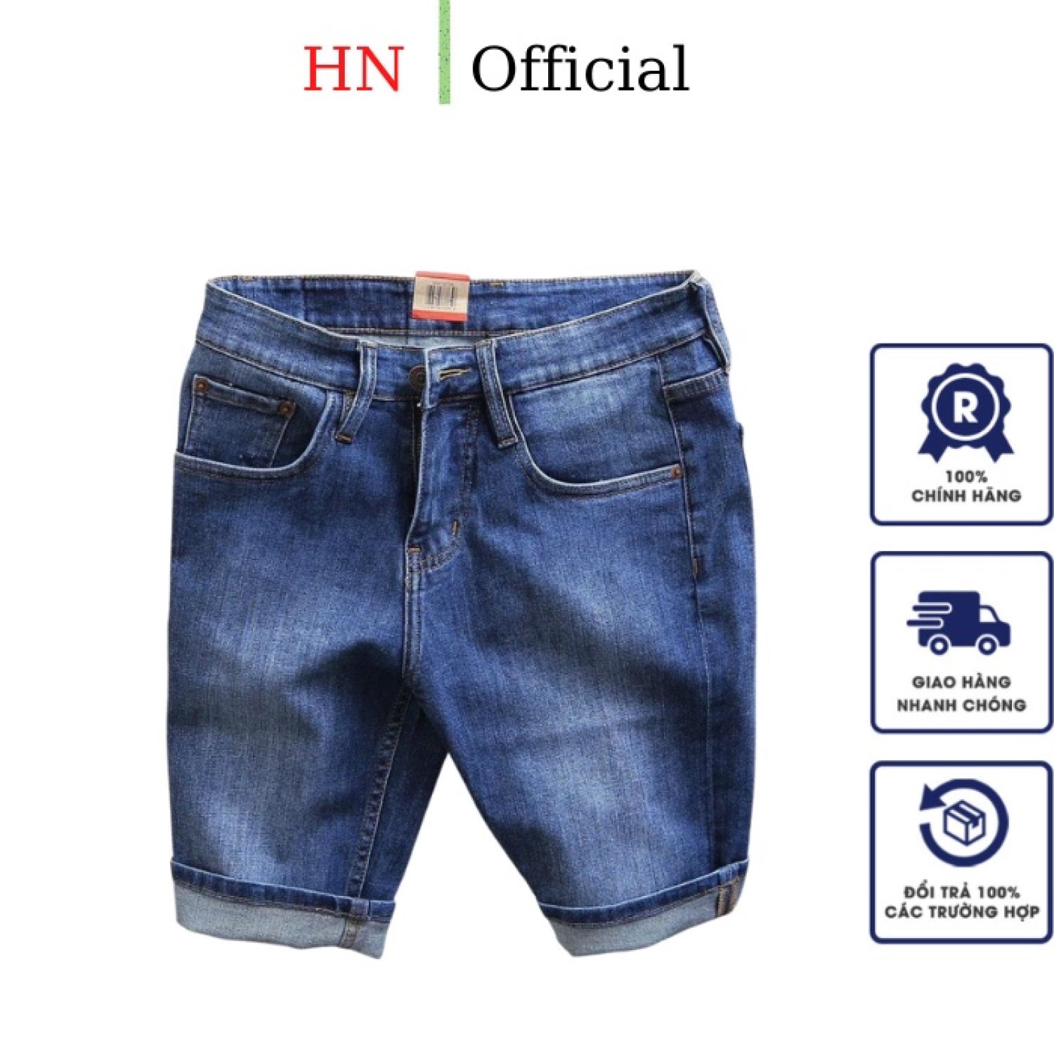 Quần short jean nam Ms218 xanh trơn HNOfficial