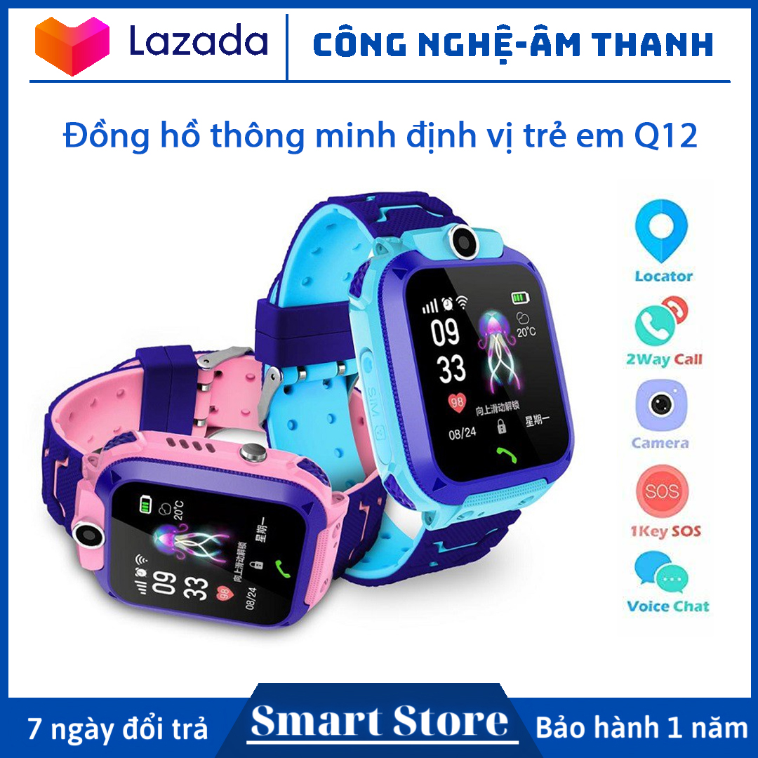 Đồng Hồ Thông Minh Q12 Cho Bé, Đồng hồ thông minh định vị trẻ em Q12, PHIÊN BẢN SẠC TỪ XỊN XÒ Chống Nước IP67 Lắp Sim Nghe Gọi 2 Chiều,Nhắn Tin, Định Vị LBS. ( Bảo Hành 12T )