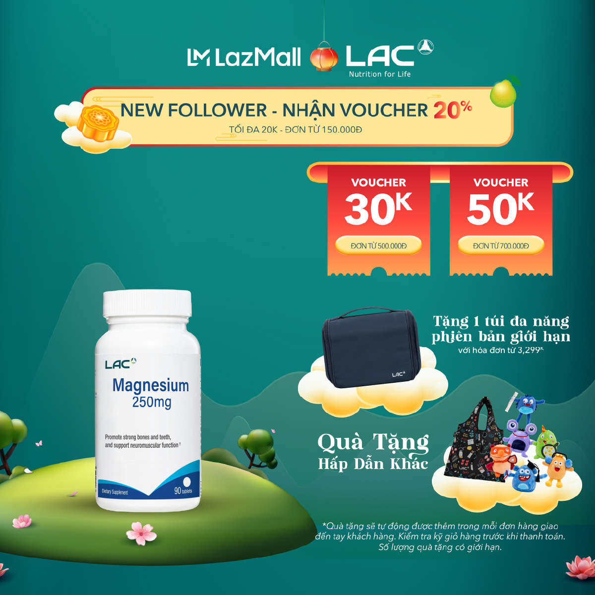 VIÊN UỐNG BỔ SUNG MAGIE HỖ TRỢ CƠ BẮP LAC MAGNESIUM 250MG (90 VIÊN)
