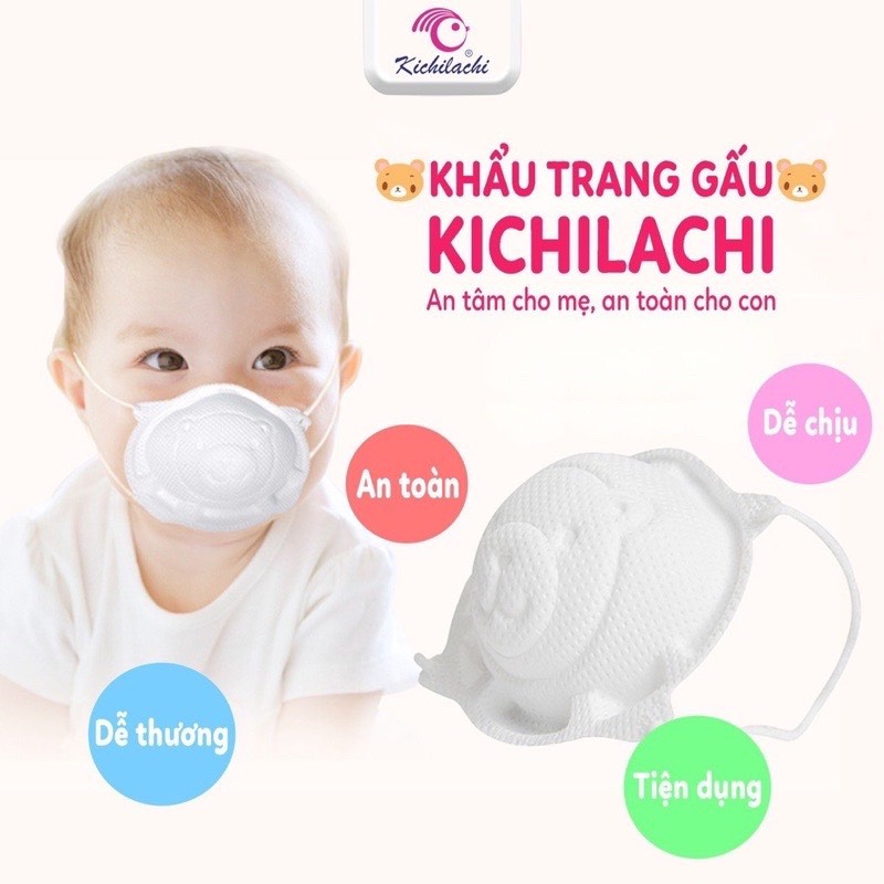 Set 3 khẩu trang gấu cho bé thương hiệu Kichi