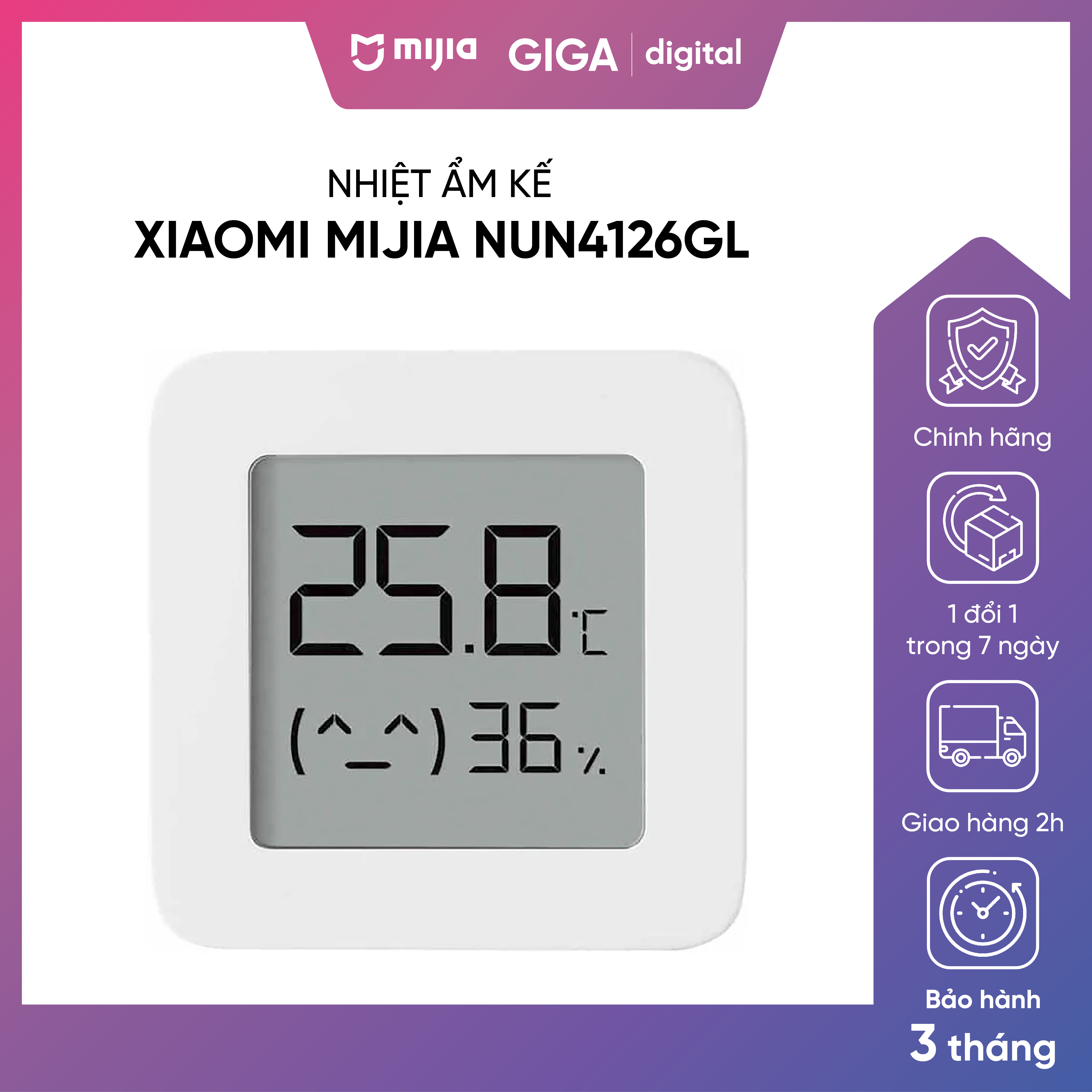 Nhiệt ẩm kế xiaomi mijia gen 2 - nun4126gl - bluetooth - chính hãng