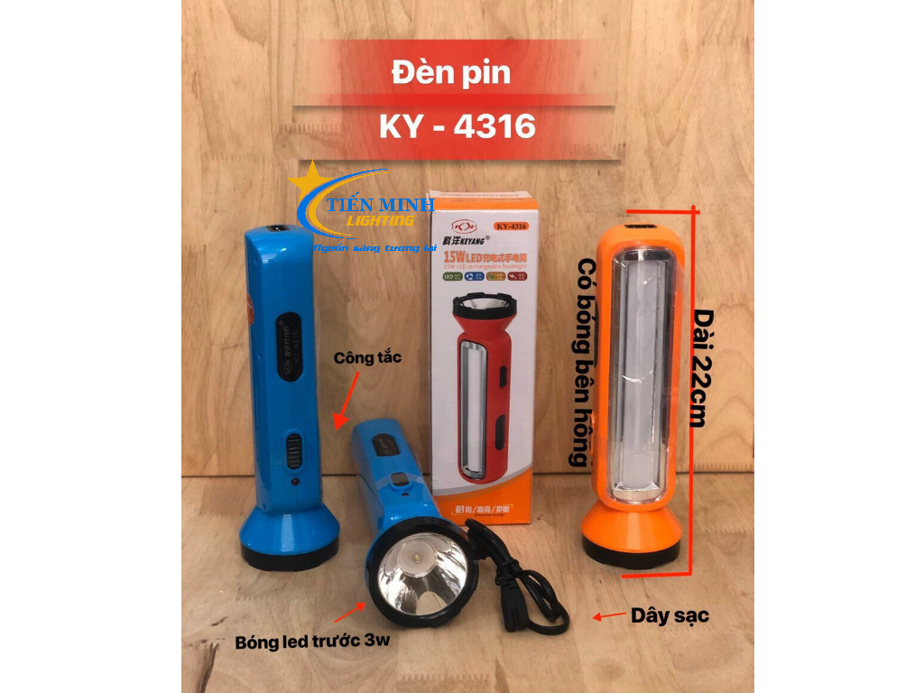 Đèn pin led 2 chức năng 4316 loại lớn - 9970 loại nhỏ