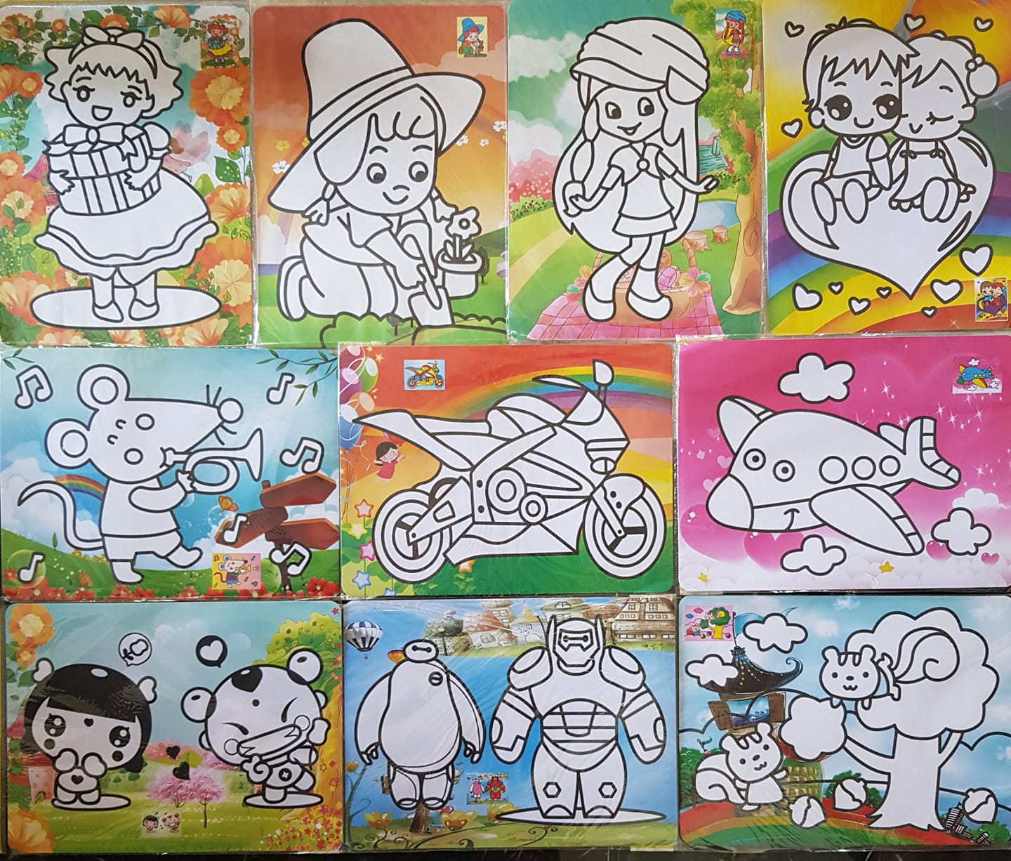 Set 10 Tranh cát đồ chơi sáng tạo, kích thích khả năng phân biệt màu sắc. Tranh cát A4 làm quà tặng cho bé