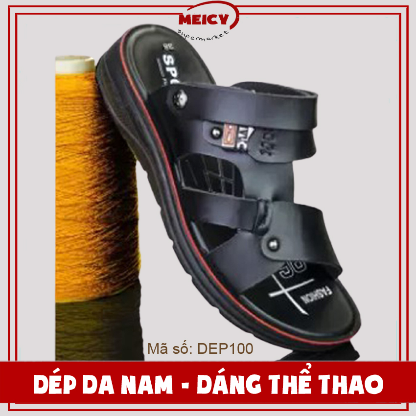 [SPORT - HOT] Dép da nam đế cao su đúc siêu bền, dép nam kiểu dáng thể thao năng động - DEP100(1)