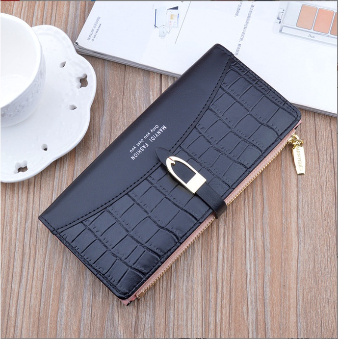 Ví bóp nữ dài da mềm vân rắn dáng gập thời trang cao cấp vvg11 bagu