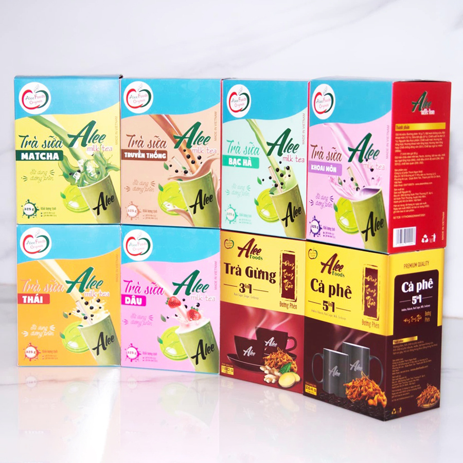 Trà sữa trân châu đường phèn alee milk tea 6 vị các loại - hộp 325g date 30/07/2023, mua 5 tặng 2