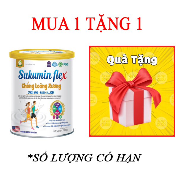 (TẶNG QUÀ) Chính Hãng: Sữa Chống Loãng Xương Sukumin Flex 900g dành cho người thoái hóa xương khớp, Giúp Khớp Dẻo Dai, Linh Hoạt, Xương Răng Chắc Khỏe