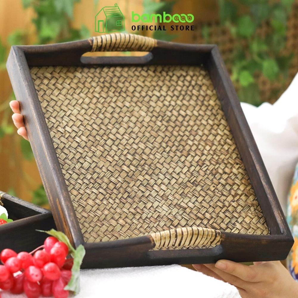 Khay trà chất liệu cói Thái Lan thân thiện môi trường BAMBOOO ECO đựng ấm