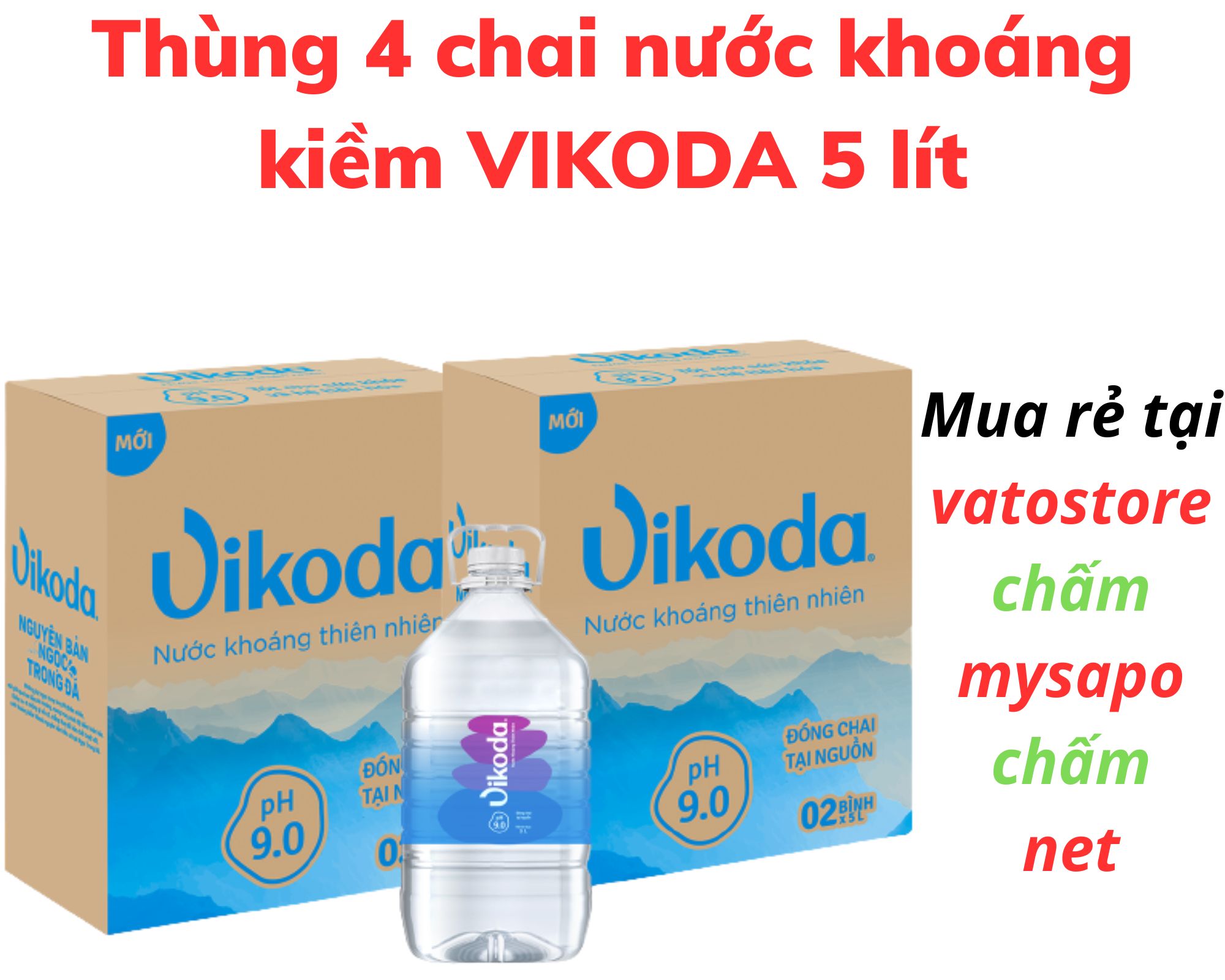 Thùng 4 chai nước khoáng kiềm VIKODA 5 lít / Combo 2 chai nước khoáng kiềm VIKODA 5 lít