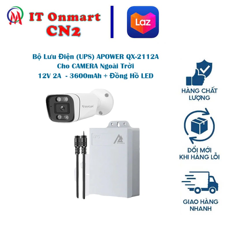 (Dùng Cho CAMERA Ngoài Trời - Dùng được cho 2 camera) Bộ lưu điện UPS APOWER X-2112X 12V 2A-3600mAh