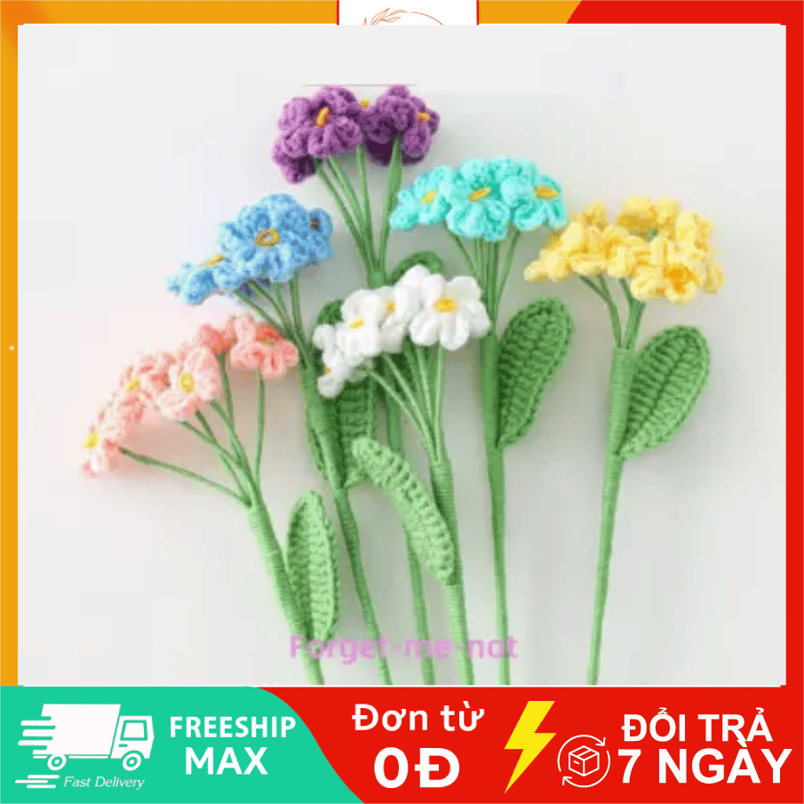 Hoa lưu ly bằng len - hoa len handmade dùng để trang trí hoặc quà tặng