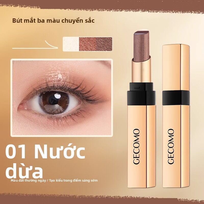 Phúc Chu Án Vân |   Phấn mắt dạng thỏi một nét dành cho người mới bắt đầu, chống thấm nước, chống mồ hôi, ba tông màu đất. - 6