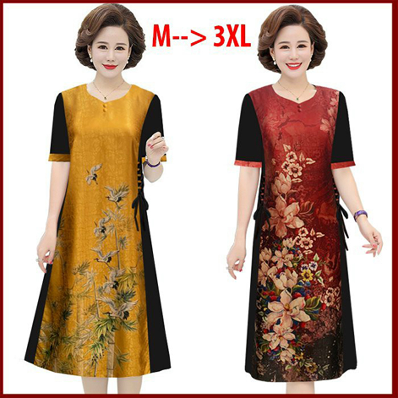 ĐẦM TRUNG NIÊN GIẤU BỤNG GẤM HOA PHỐI LỤA BAO KIỂM BAO ĐỔI