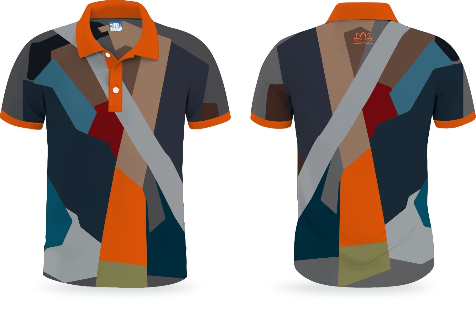 Áo POLO thiết kế theo Y của sư MINH TUỆ có cổ màu cam và cổ màu trắng