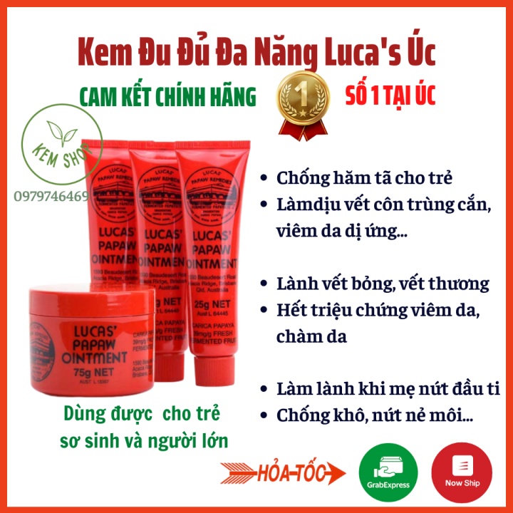 Kem đu đủ đa năng bôi ngoài da Lucas Papaw Ointment, Úc giúp mờ sẹo, chàm, nẻ, hăm tã