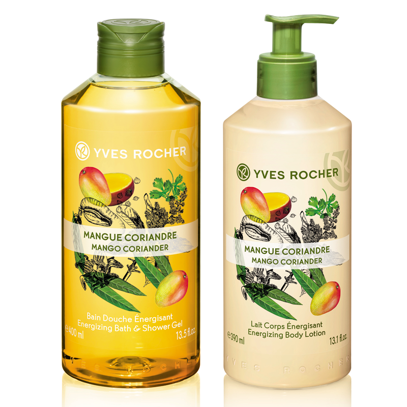 [COMBO] Gel tắm Yves Rocher 400ml + Dưỡng thể Yves Rocher 390ml - Hương xoài và rau mùi