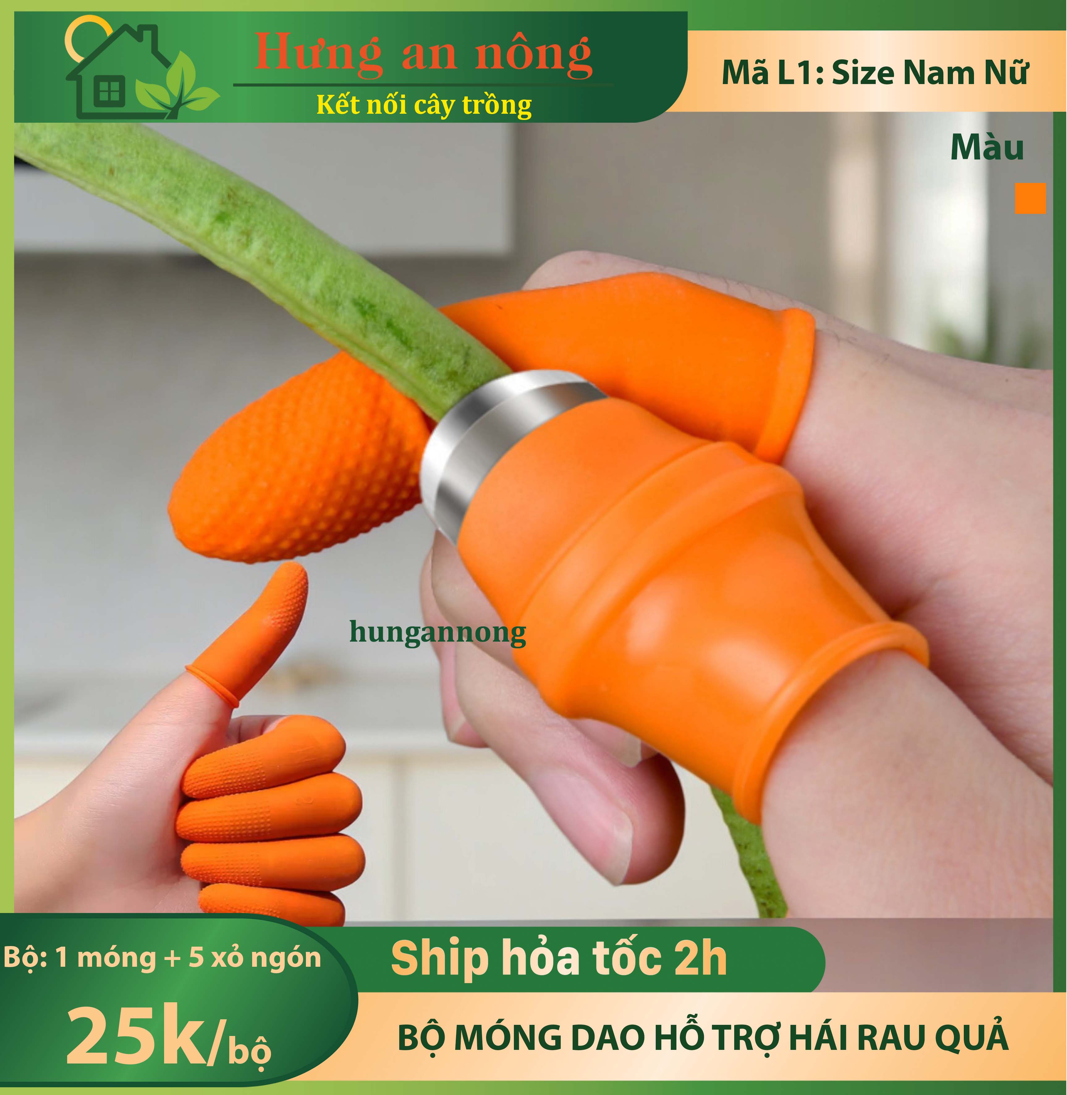 L1 - Bộ dao mong tay + 5 bao xỏ ngón dùng lặt hái rau quả làm bếp hỗ trợ nhanh không đau tay ( xem trong mô tả )