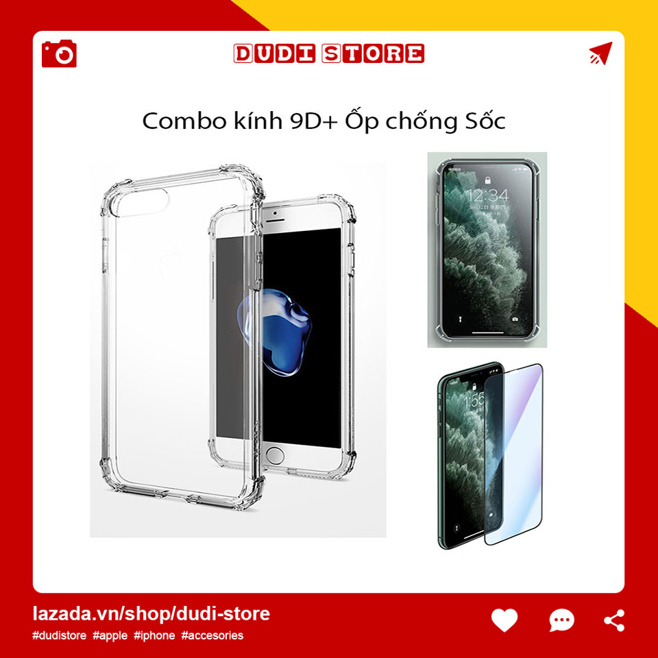 Combo Ốp Chống Sốc + Kính Cường Lực 9D, 10D Full màm dành cho iphone 6,6s, 6 plus,7, 7 Plus, 8, 8 Plus,X, Xs, Xs Max, 11Pro, 11 ProMax