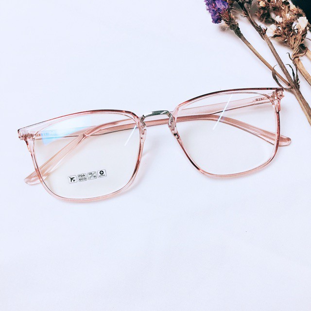 (Ảnh thật+Fullbox) Kính giả cận nữ 2164 bảo hành 1 năm gọng kính ?vuông nhựa dẻo trong suốt