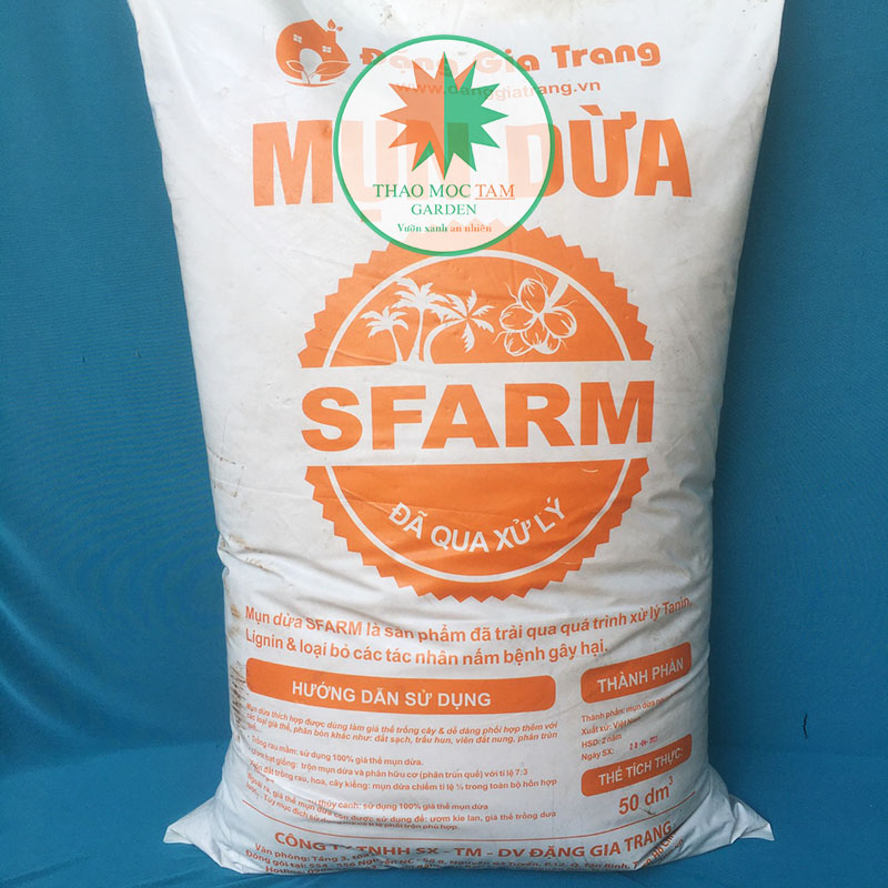 Bao Mụn Dừa 50dm3 SFARM trồng rau mầm, ươm cây - Mụn Dừa đã qua xử lý chát, dùng trồng hoa hồng, dâu tây, cây hoa kiểng