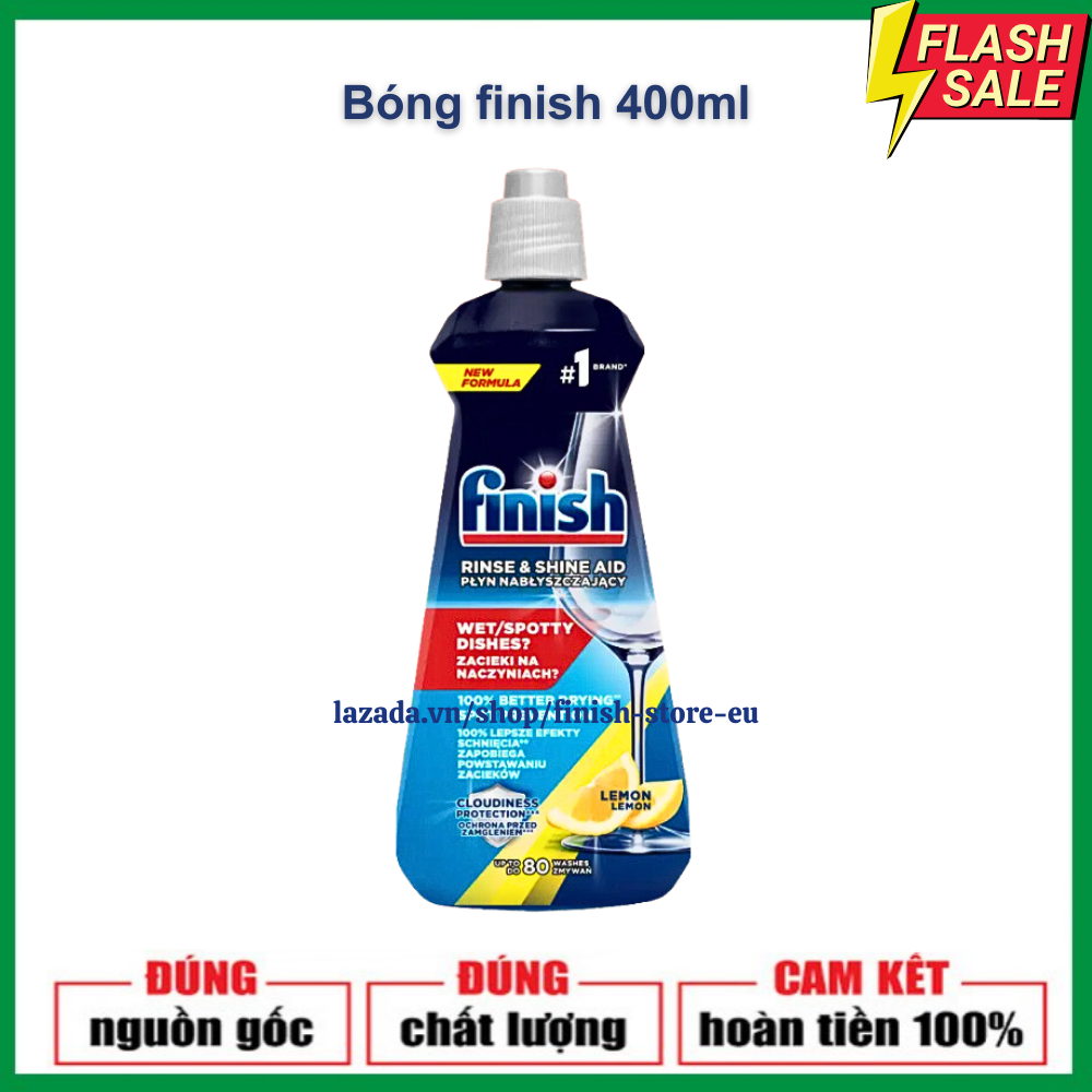 Nước làm bóng finish 400ml loại đậm đặc trợ xả dùng cho các loại máy rửa bát