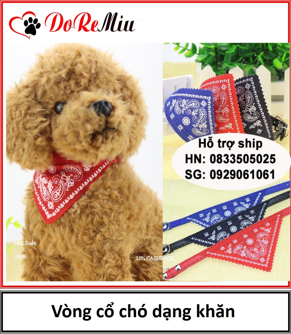Doremiu - Vòng cổ chó mèo có khăn yếm 3 màu 2 size thời trang cho thú cưng