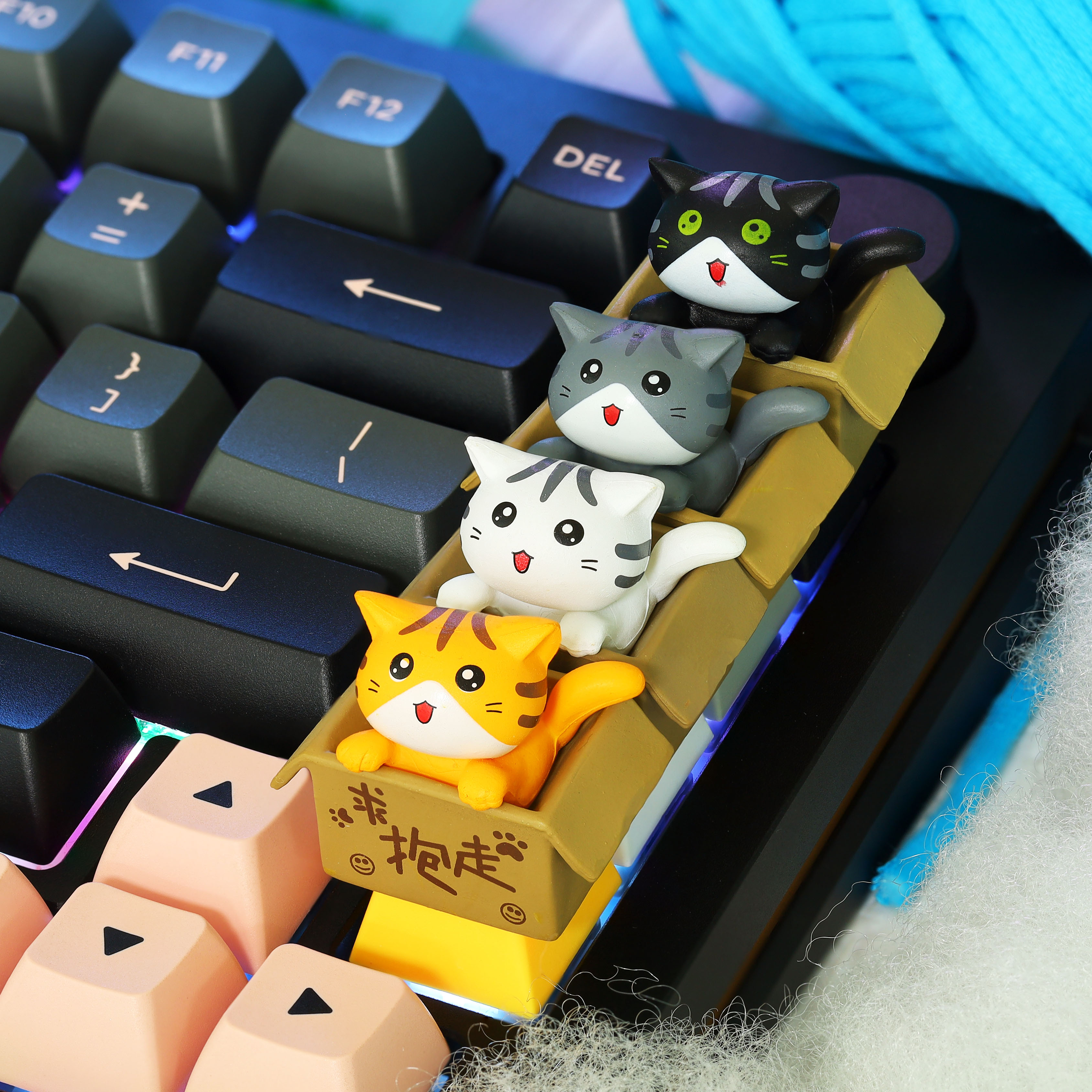 Keycap mèo trong hộp dễ thương, Nút bàn phím mèo cho bàn phím cơ