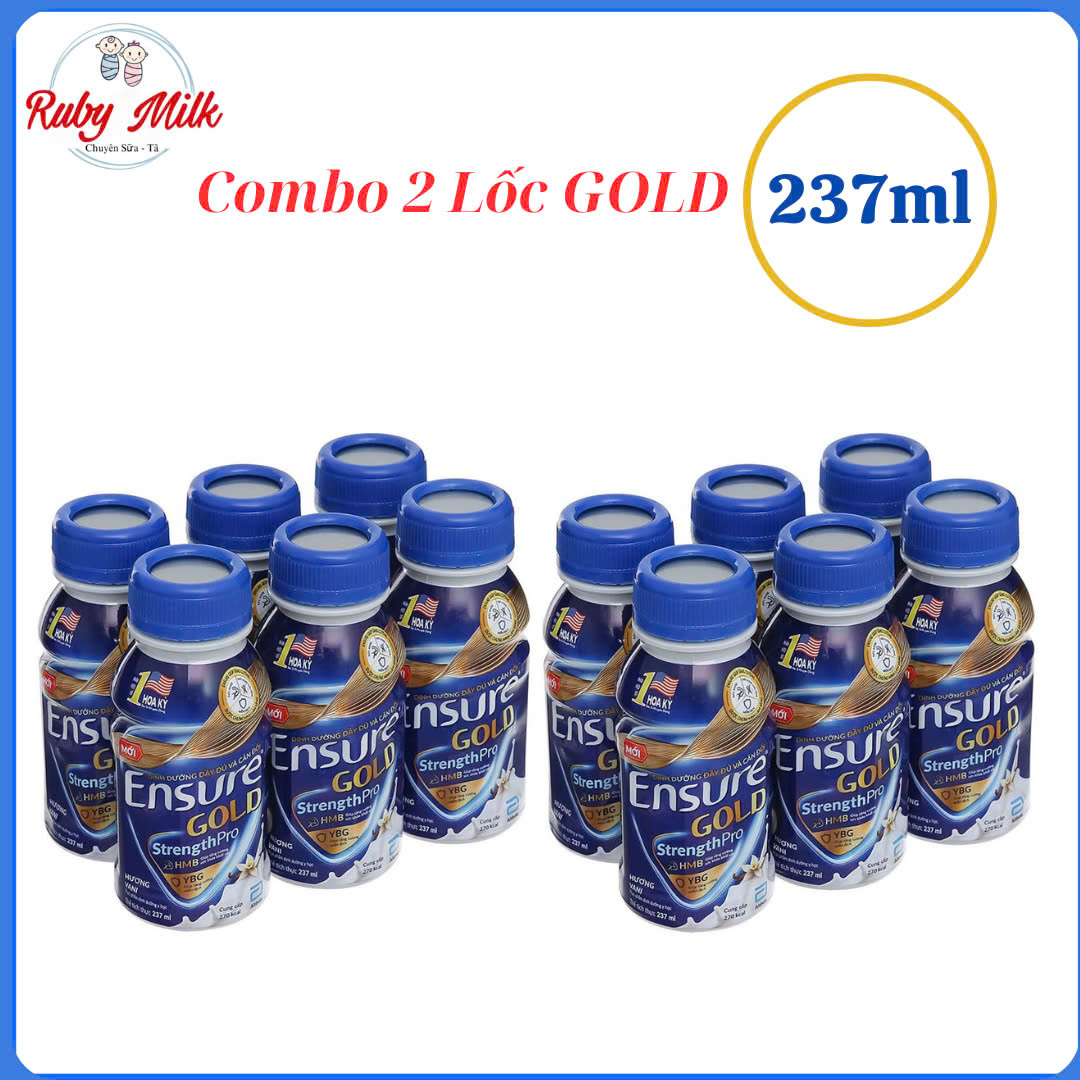  Combo 2 Lốc Sữa pha sẵn Ensure GOLD 237ml  12 chai  