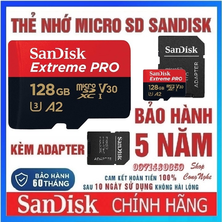 Thẻ nhớ MicroSD Sandisk 256GB 128GB 64GB 32GB Extreme Pro upto 170MB s
