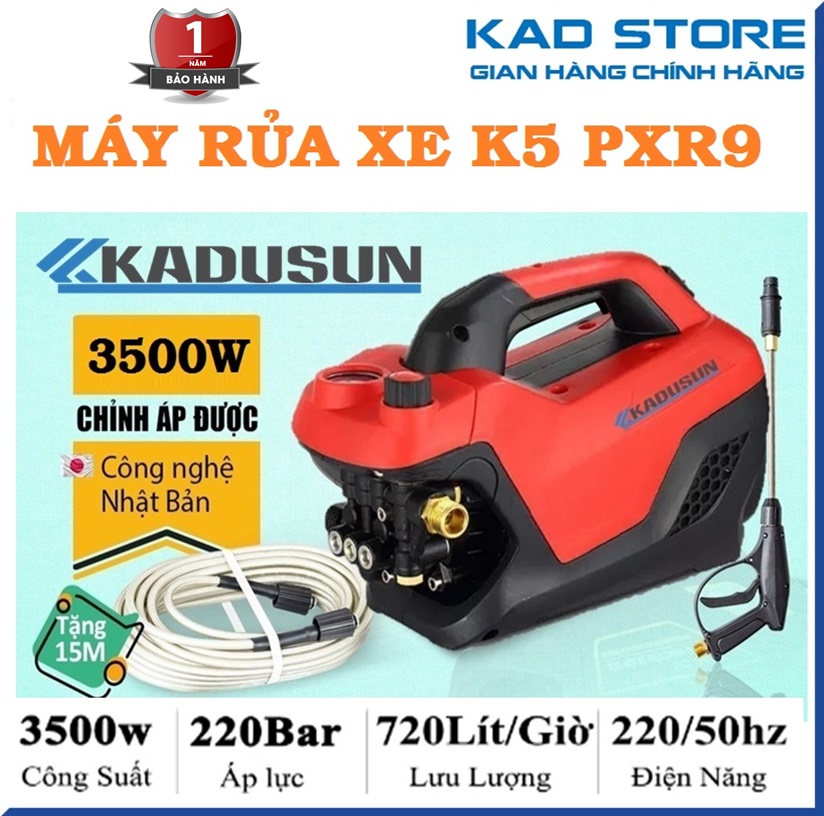 Máy rửa xe chỉnh áp kadusun 3500w | thiết kế hiện đại | lõi đồng 100% | có chỉnh áp | lõi đồng | tặng kèm phụ kiện | bảo hành 12 tháng