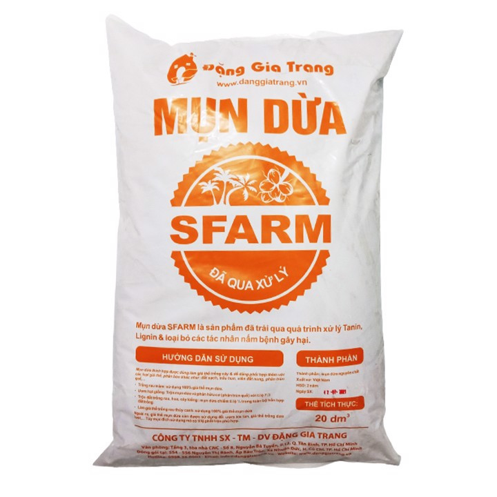 Mụn Dừa SFARM Dạng Nhuyễn Đã Qua Xử Lí Chát, Khử Sạch Mầm Bệnh - 20dm3 (khoảng 5-6kg)