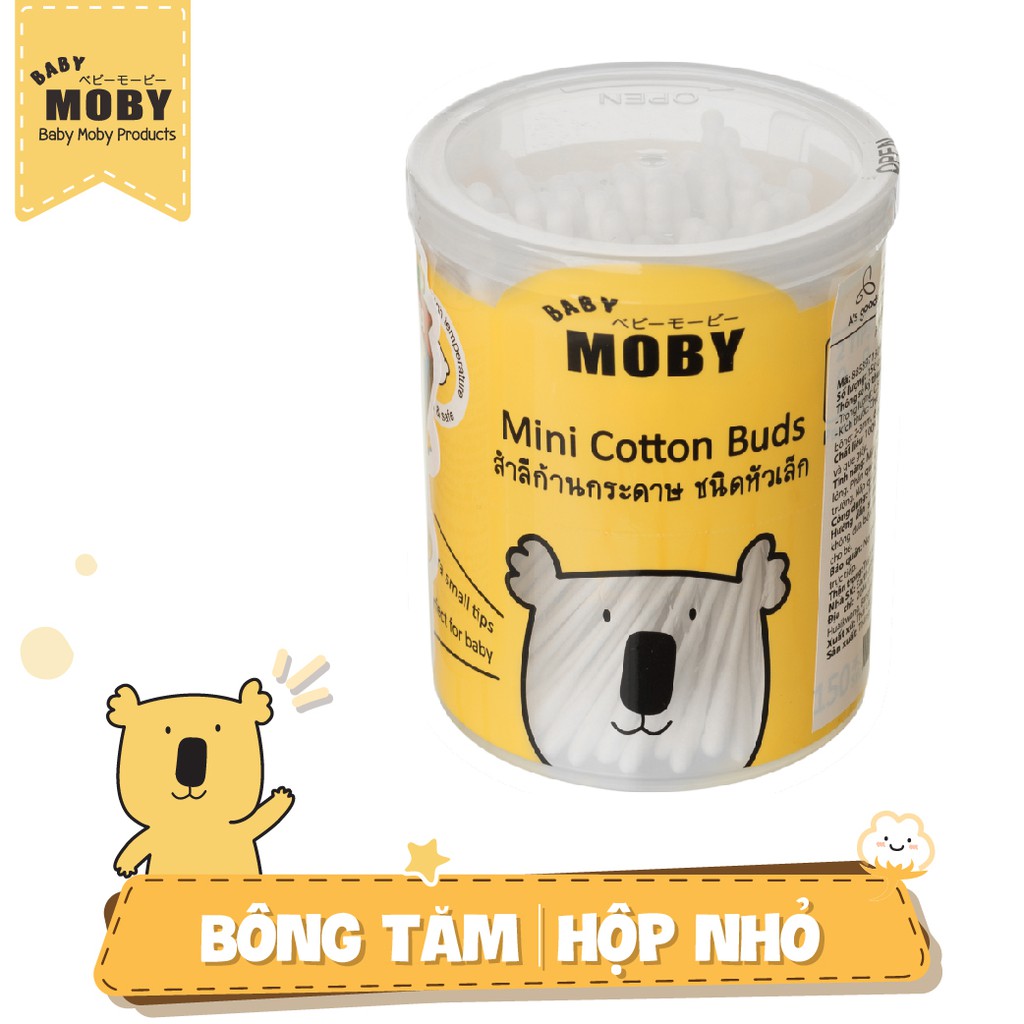 Hộp bông tăm Baby Moby cỡ nhỏ (150 cái/hộp)