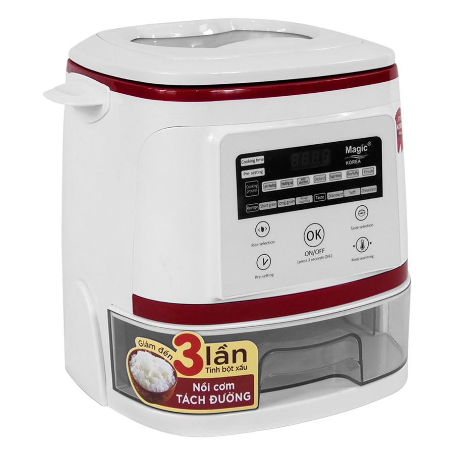 Nồi cơm tách đường loại bỏ tinh bột xấu magic korea inox 304 công suất 900w dành cho người ăn kiêng tiểu đường - hàng chính hãng thanh lý