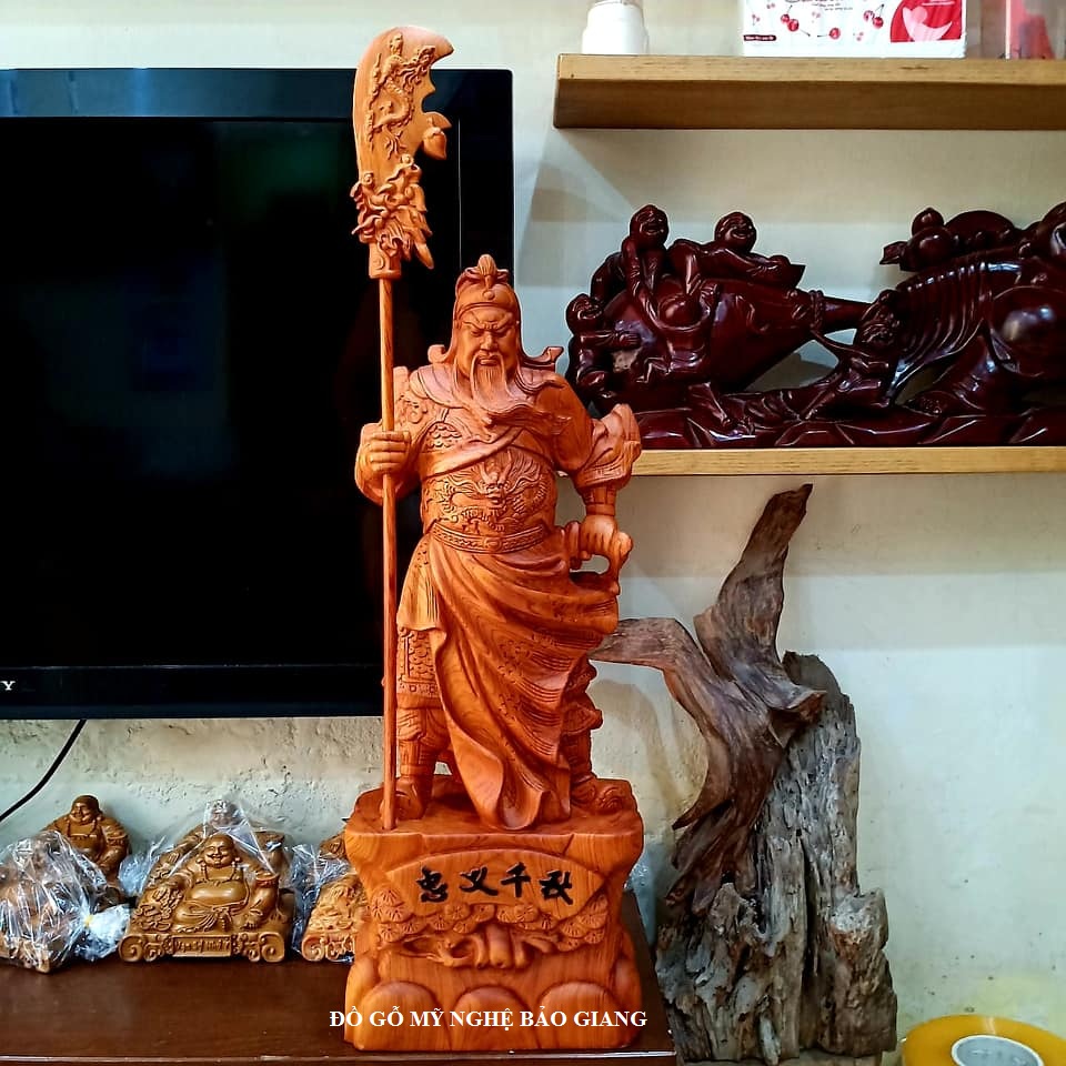 Tượng quan công quan vân trường gỗ hương cao 50 cm
