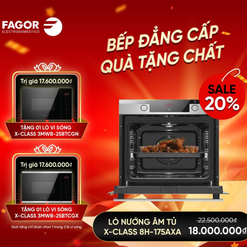 Lò nướng âm tủ FAGOR 8H-175AXA TẶNG 1 Lò vi sóng FAGOR 3MWB-25BTCGN