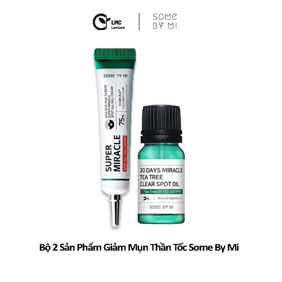 Bộ 2 sản phẩm giảm mụn thần tốc Some by mi 30 days miracle tea tree clear spot oil and 14 days super miracle spot Full size