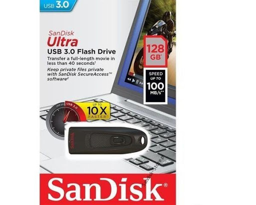 Usb 3.0 sandisk ultra cz48 128gb 100mb/s