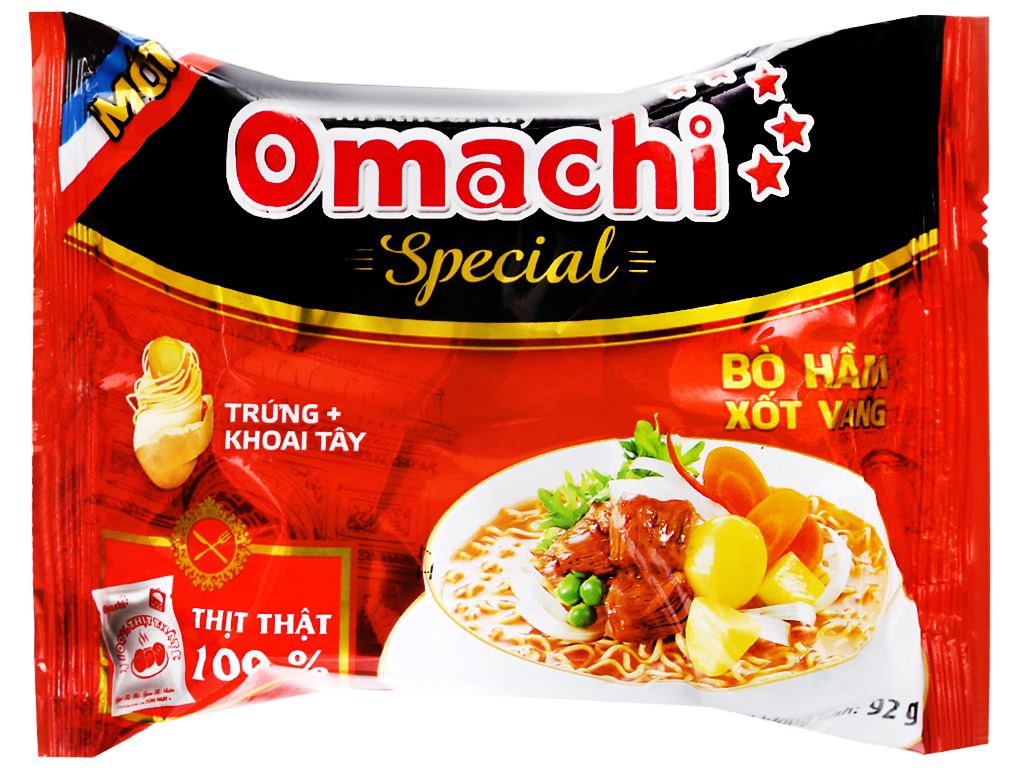 CB 10/30 GÓI  Mì khoai tây Omachi Special bò hầm xốt vang gói 92g 67909